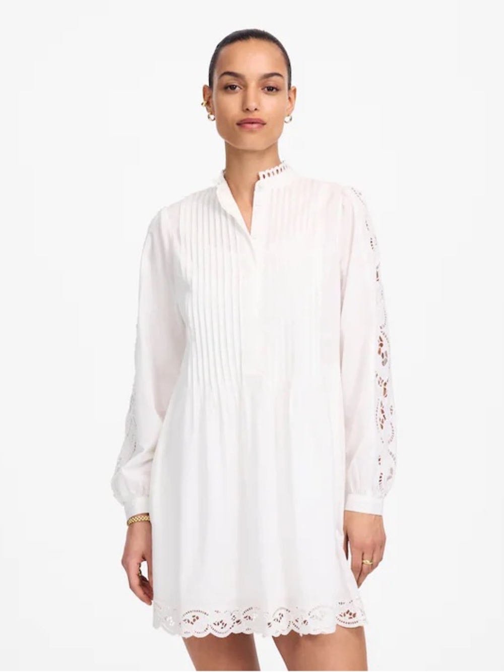 MADEWELL White Pintucked Eyelet Mini Dress | NWT | Size Medium